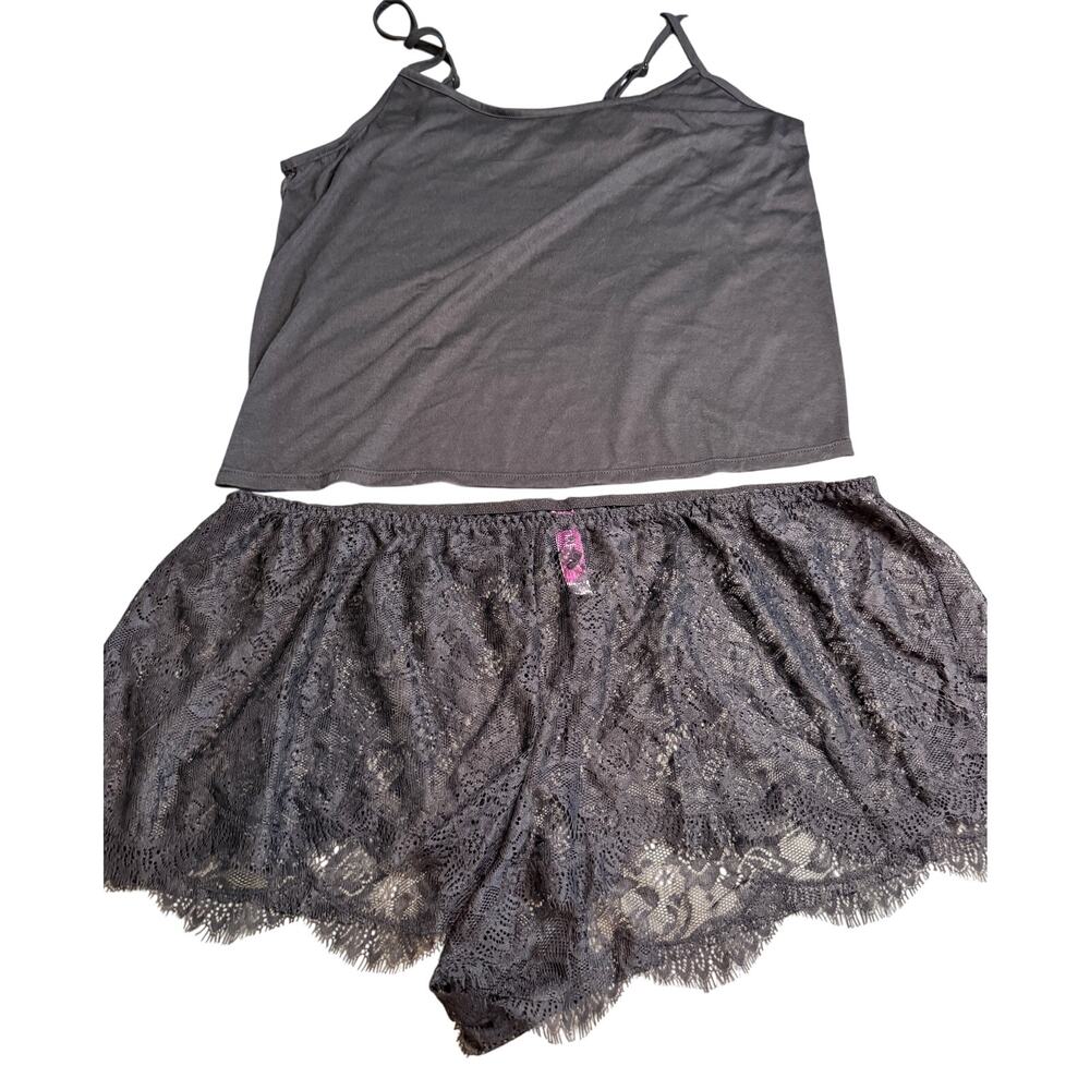 Adore Me Reign Pajama Set 1X Black Lace Cami Shorts Sleepwear NWT